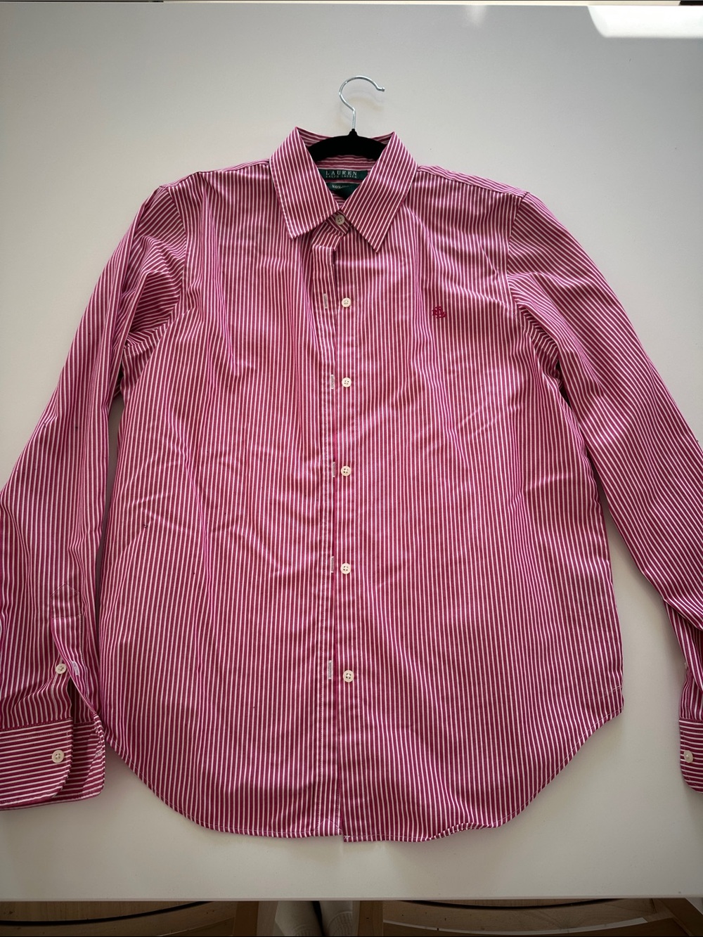 Lauren Ralph Lauren Red and White Striped Dress Shirt